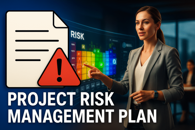 Flowchart illustrating risk identification process: inputs, tools and techniques, and outputs leading to a project risk register.