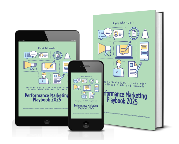 Performance Marketing Playbook 2025 – digital strategy guide with futuristic graphics and growth-focused branding.
